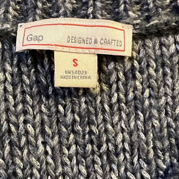 GAP Womens Wool Cable Knit Sweater Size S Grey Chunky Knit Fisherman Grandmacore - Picture 6 of 7